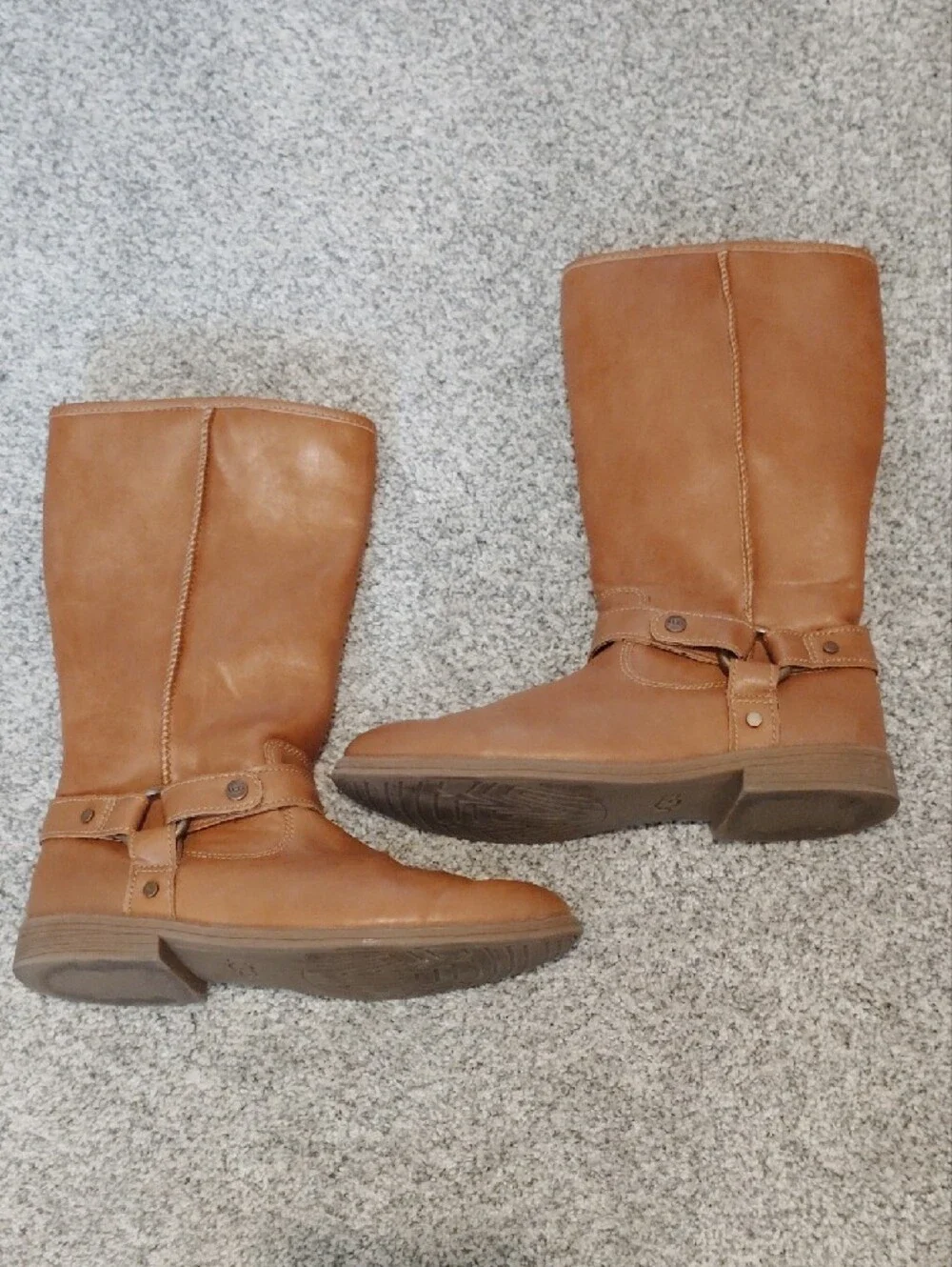 UGG Chestnut Leather Mid-Calf Buckle Boots 1094583K